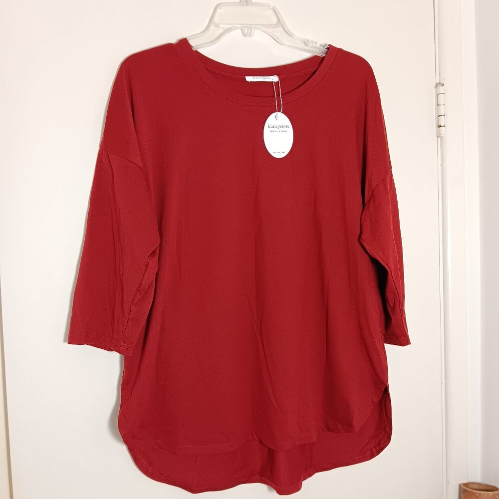 kancystore, 3/4 leaves  top in red burgundy  xl